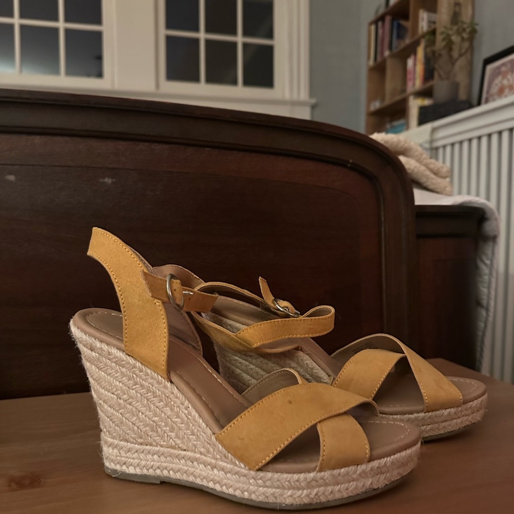 Sugar Mustard Wedge Sandals